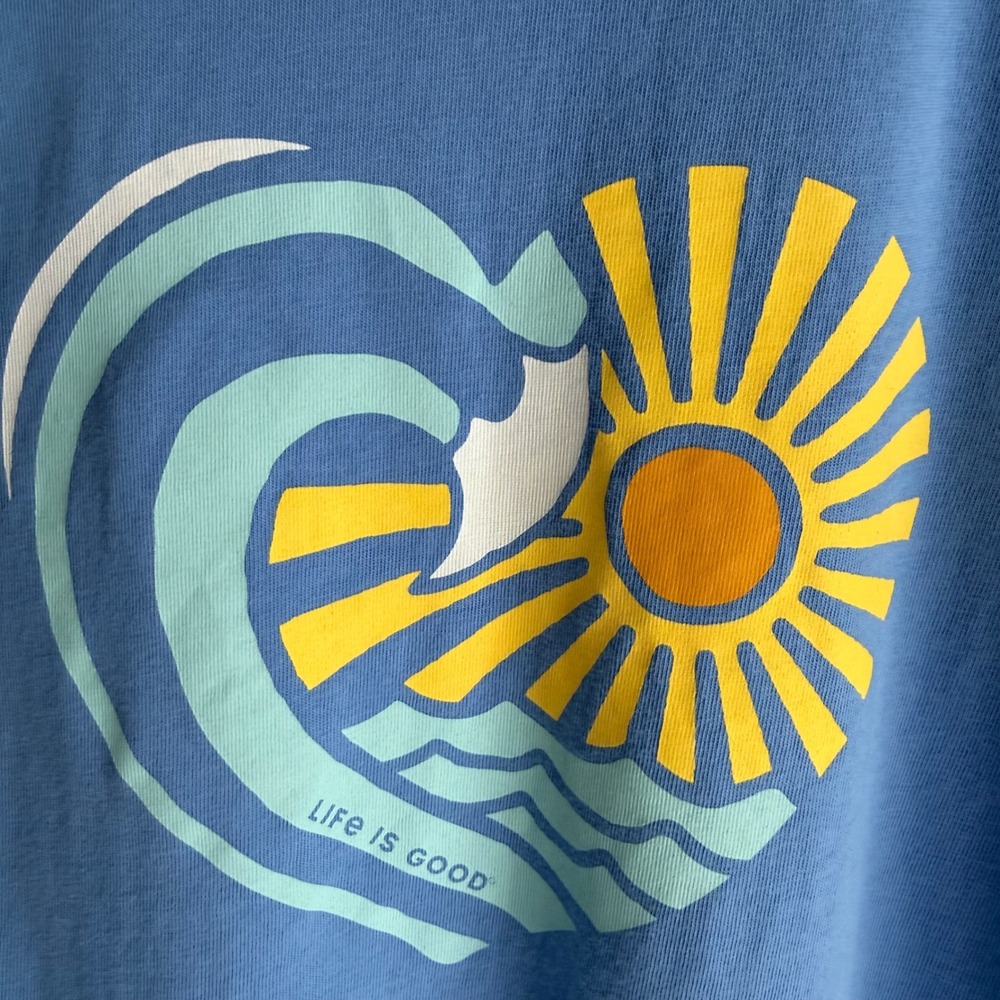 LIFE IS GOOD Blue Waveheart Ladies Casual Crusher Tee, XL - Picture 7 of 7